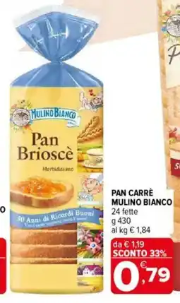 Iperal Mulino bianco pan carrè offerta