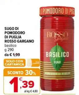 Iperal Rosso gargano sugo di pomodoro di puglia offerta