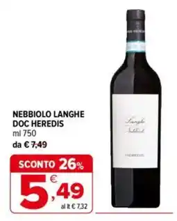 Iperal Heredis nebbiolo langhe doc offerta