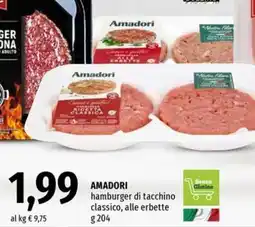 Famila Amadori hamburger di tacchino classico, alle erbette offerta