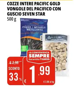 Tigros Cozze intere pacific gold vongole del pacifico con guscio seven offerta