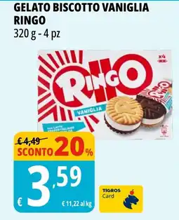 Tigros Gelato biscotto vaniglia RINGO offerta