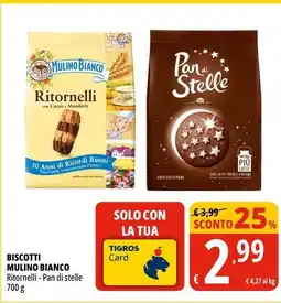 Tigros Biscotti MULINO BIANCO Ritornelli - Pan di stelle offerta