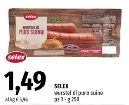 Famila SELEX wurstel di puro suino offerta