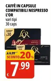 Tigros Caffè in capsule compatibili nespresso L'OR offerta