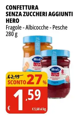 Tigros Confettura senza zuccheri aggiunti HERO offerta