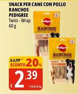 Tigros Snack per cane con pollo ranchos PEDIGREE twist - wrap offerta