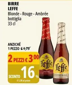 Tigros Birre LEFFE Blonde Rouge - Ambrée bottiglia offerta