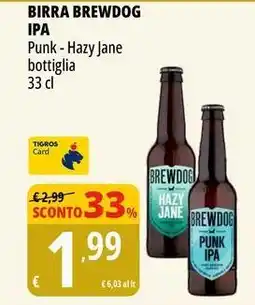 Tigros BIRRA BREWDOG IPA Punk - Hazy Jane bottiglia offerta