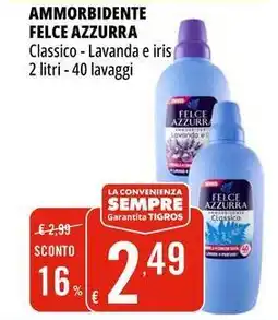 Tigros Ammorbidente FELCE AZZURRA Classico - Lavanda e iris - 40 lavaggi offerta