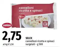 Famila Selex cannelloni ricotta e spinaci surgelati offerta