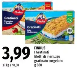Famila Findus i gratinati filetti di merluzzo gratinato surgelato offerta