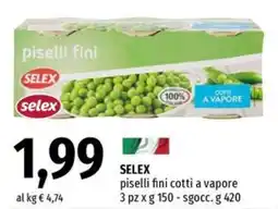 Famila Selex piselli fini cotti a vapore offerta