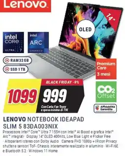 Trony LENOVO NOTEBOOK IDEAPAD SLIM 5 83DA003NIX offerta