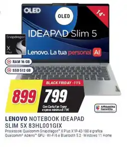 Trony LENOVO NOTEBOOK IDEAPAD SLIM 5X 83HL001GIX offerta