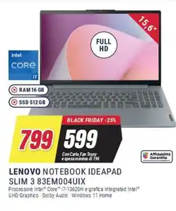 Trony LENOVO NOTEBOOK IDEAPAD SLIM 3 83EM004UIX offerta