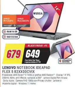 Trony LENOVO NOTEBOOK IDEAPAD FLEX 5 82XX00CVIX offerta