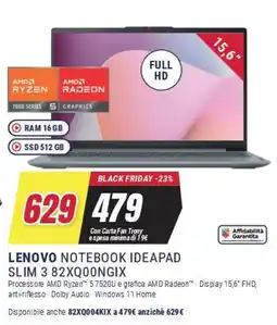 Trony LENOVO NOTEBOOK IDEAPAD SLIM 3 82XQ00NGIX offerta