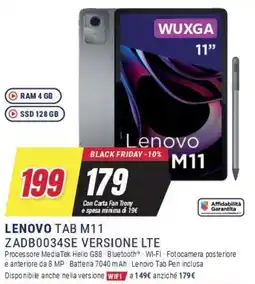 Trony LENOVO TAB M11 ZADB0034SE VERSIONE LTE offerta