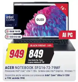 Trony ACER NOTEBOOK SFG16-72-79MF offerta