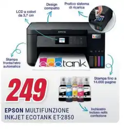 Trony EPSON MULTIFUNZIONE INKJET ECOTANK ET-2850 offerta