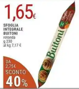 Doro Supermercati Buitoni sfoglia integrale rotonda offerta