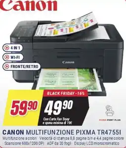 Trony CANON MULTIFUNZIONE PIXMA TR4755I offerta