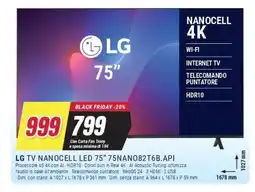 Trony LG TV NANOCELL LED 75" 75NAN082T6B.API offerta