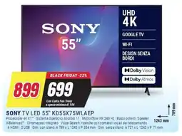 Trony SONY TV LED 55" KD55X75WLAEP offerta