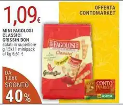 Doro Supermercati Grissin bon mini fagolosi classici salati in superficie minipack offerta