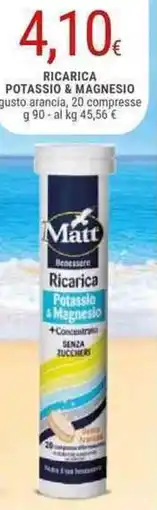 Doro Supermercati Matt ricarica potassio & magnesio gusto arancia, 20 compresse offerta