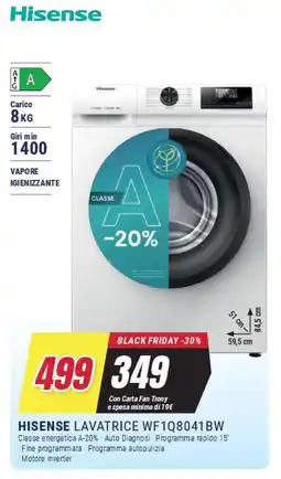 Trony HISENSE LAVATRICE WF1Q8041BW offerta