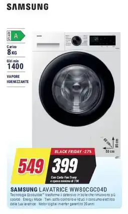 Trony SAMSUNG LAVATRICE WW80CGC04D offerta