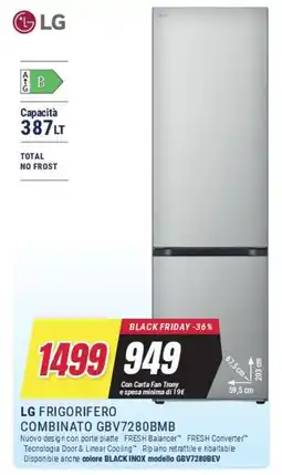 Trony LG FRIGORIFERO COMBINATO GBV7280BMB offerta