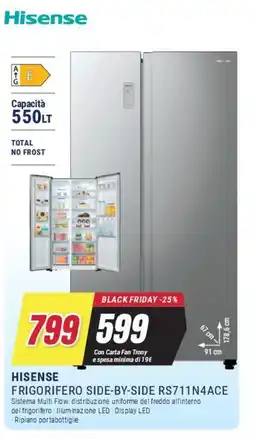 Trony HISENSE FRIGORIFERO SIDE-BY-SIDE RS711N4ACE offerta