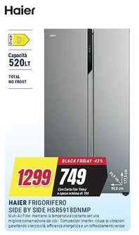 Trony HAIER FRIGORIFERO SIDE BY SIDE HSR5918DNMP offerta