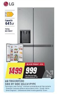 Trony LG FRIGORIFERO SIDE BY SIDE GSLC41PYPE offerta