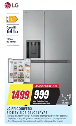 Trony LG FRIGORIFERO SIDE BY SIDE GSLC41PYPE offerta