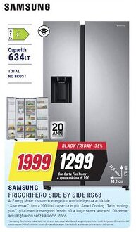 Trony SAMSUNG FRIGORIFERO SIDE BY SIDE RS68 offerta
