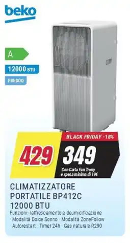 Trony beko CLIMATIZZATORE PORTATILE BP412C 12000 BTU offerta