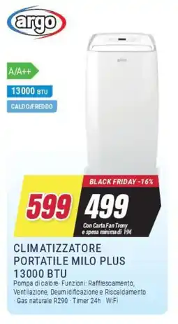 Trony argo CLIMATIZZATORE PORTATILE MILO PLUS 13000 BTU offerta