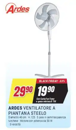 Trony Ardes ventilatore a piantana steelo offerta