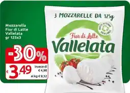 Carrefour Mozzarella Fior di Latte Vallelata gr 125x3 offerta
