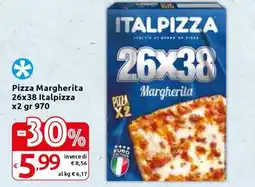 Carrefour Pizza Margherita 26x38 Italpizza x2 gr 970 offerta