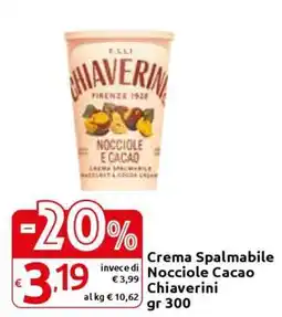 Carrefour Crema Spalmabile Nocciole Cacao Chiaverini offerta