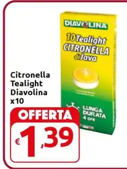 Carrefour Citronella Tealight Diavolina x10 offerta