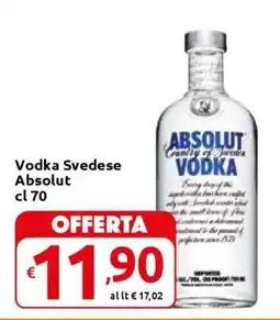 Carrefour Vodka Svedese Absolut cl 70 offerta