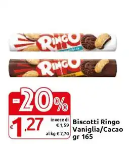 Carrefour Biscotti Ringo Vaniglia/Cacao gr 165 offerta