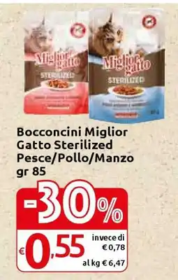 Carrefour Bocconcini Miglior Gatto Sterilized Pesce/Pollo/Manzo gr 85 offerta