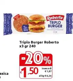Carrefour Triplo Burger Roberto x3 gr 240 offerta